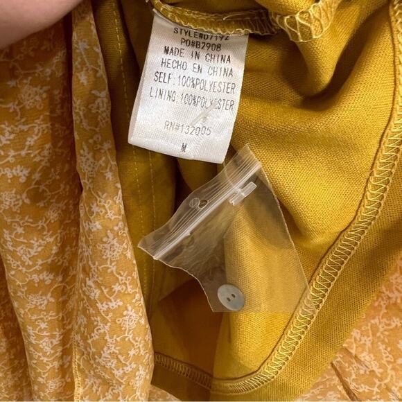 Entro Yellow Floral Cinched Top Babydoll Mini Dress- Size M - Picture 8 of 9